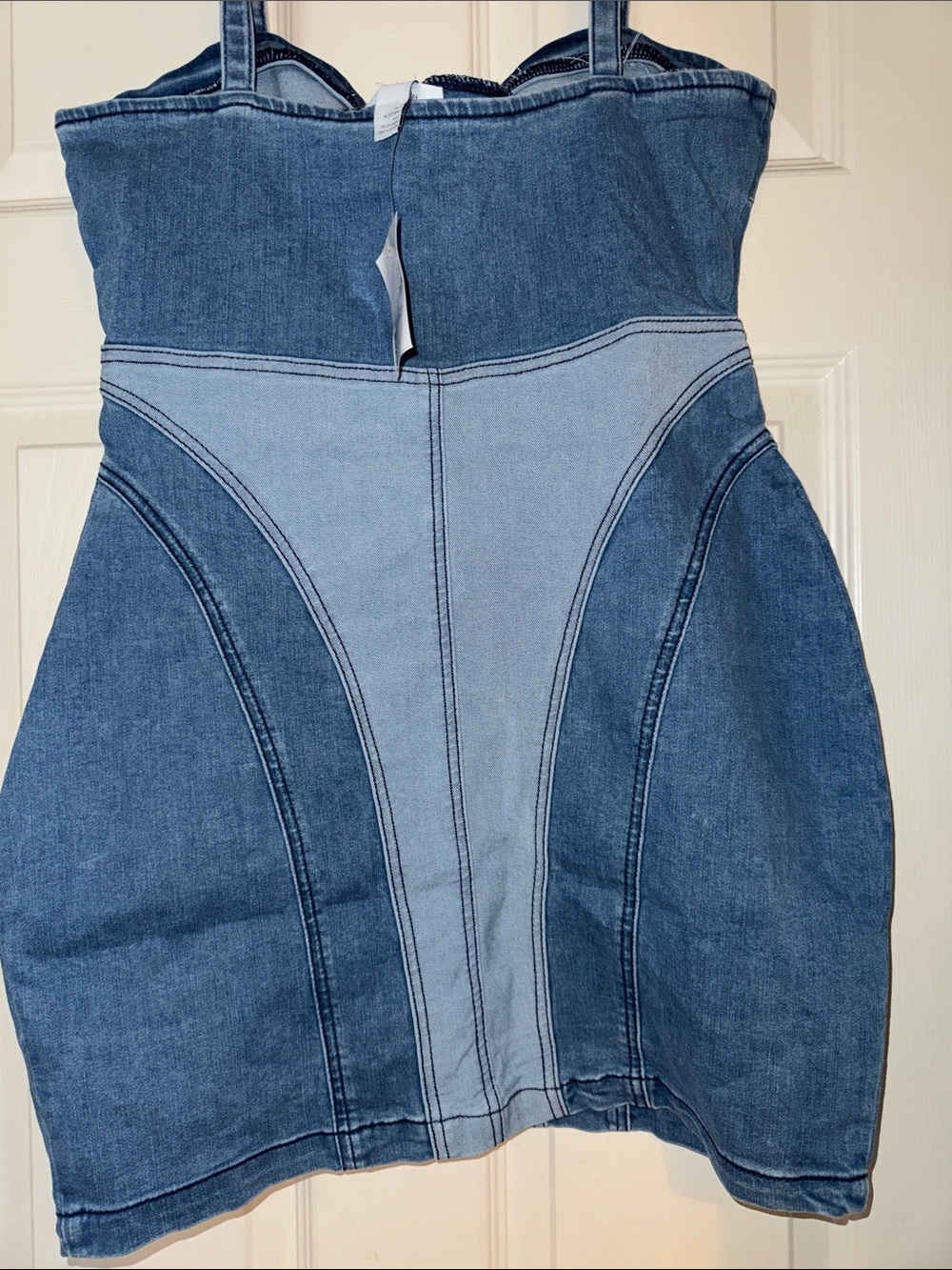 Forever 21 Two-Tone Blue Denim Zip-Front Mini Dress - Picture 8 of 8